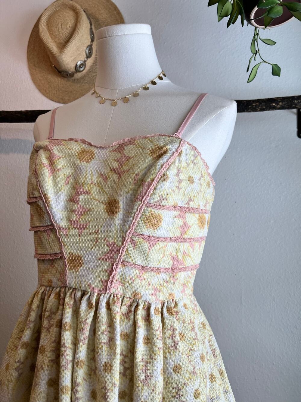 Jessica Simpson Spring Cotton Yellow Daisy Print Fit & Flare Corset Dress Size 6